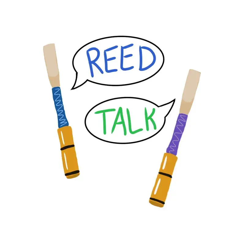 Reed Talk podcast logo, featuring two reeds